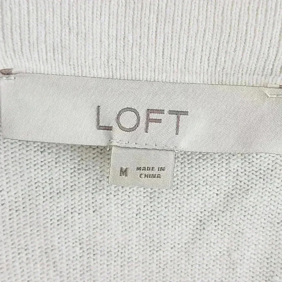 Loft wool blend open front waterfall gray sweater cardigan women's M - Picture 4 of 6